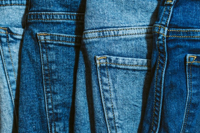 Three pairs of blue jeans