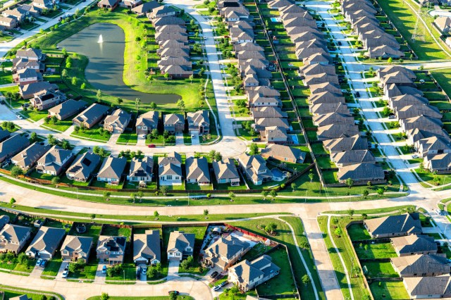 Aerial view of a neighborhood 