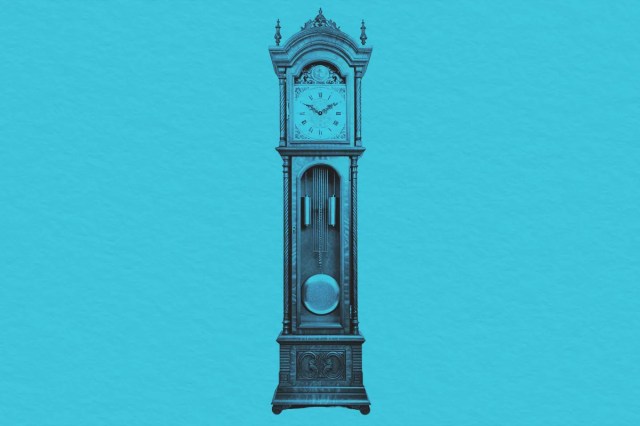 A zoomed in view of a clock tower