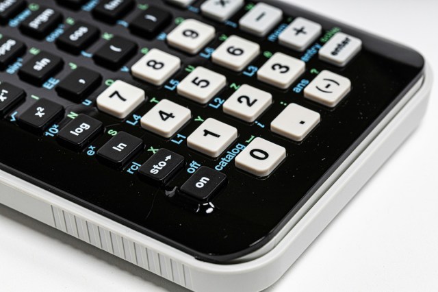 A close up of a calculator